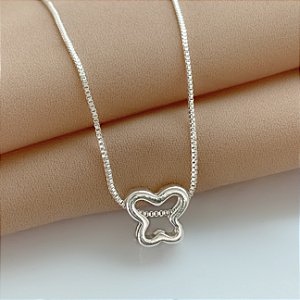 COLAR BORBOLETA ZIRCÔNIAS MINI FOLHEADO A PRATA⭐️