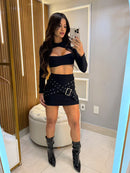 Conjunto fivela no tecido dior