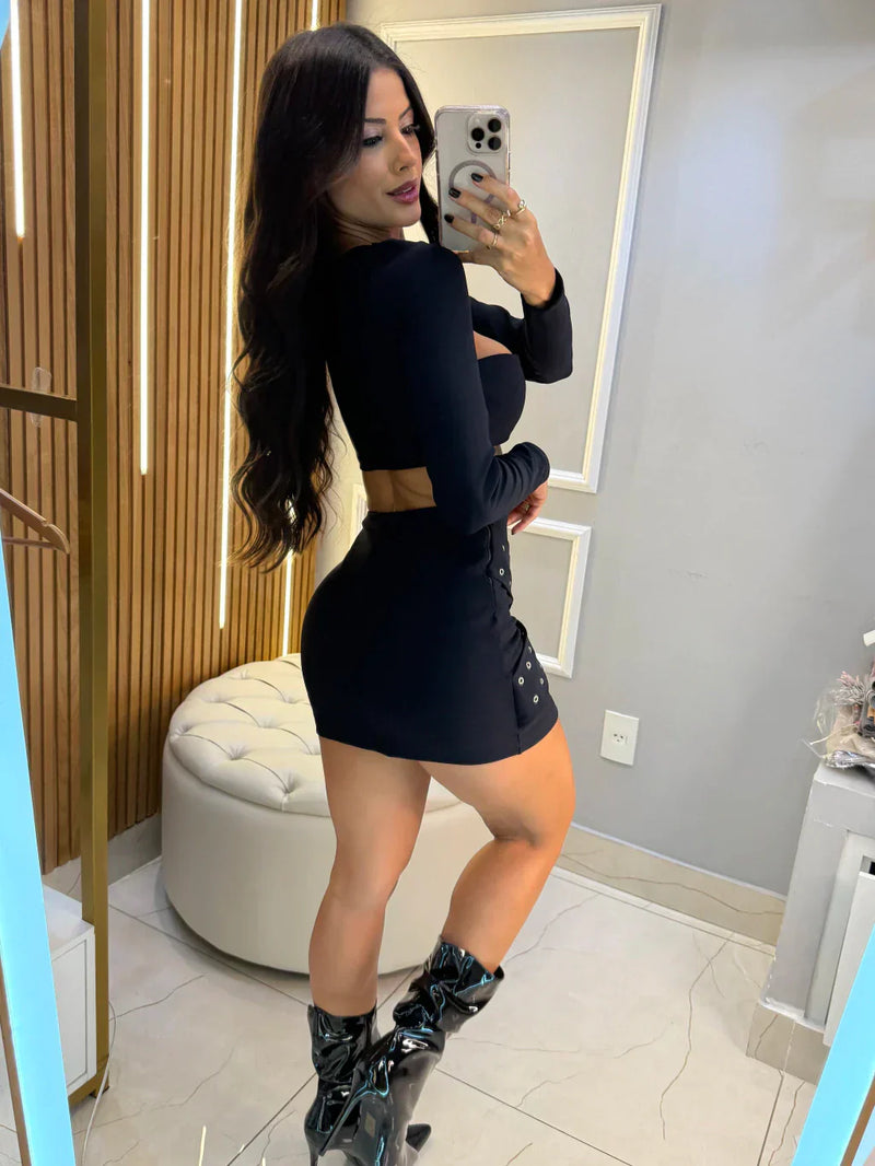 Conjunto fivela no tecido dior