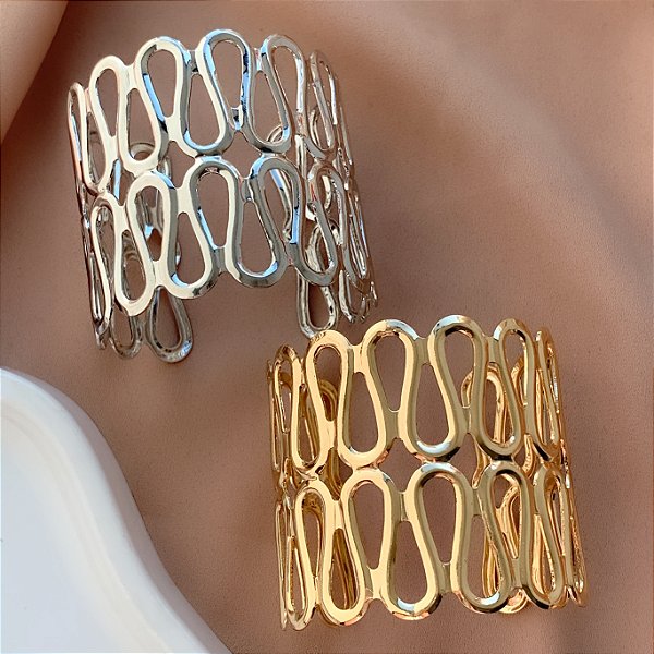 PULSEIRA / BRACELETE FIOS ONDULADOS ESTREITOS BIJU