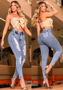 Calça Jeans Modeladora Lipo Empina Bumbum Cós Médio - C452