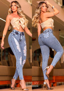 Calça Jeans Modeladora Lipo Empina Bumbum Cós Alto - C454