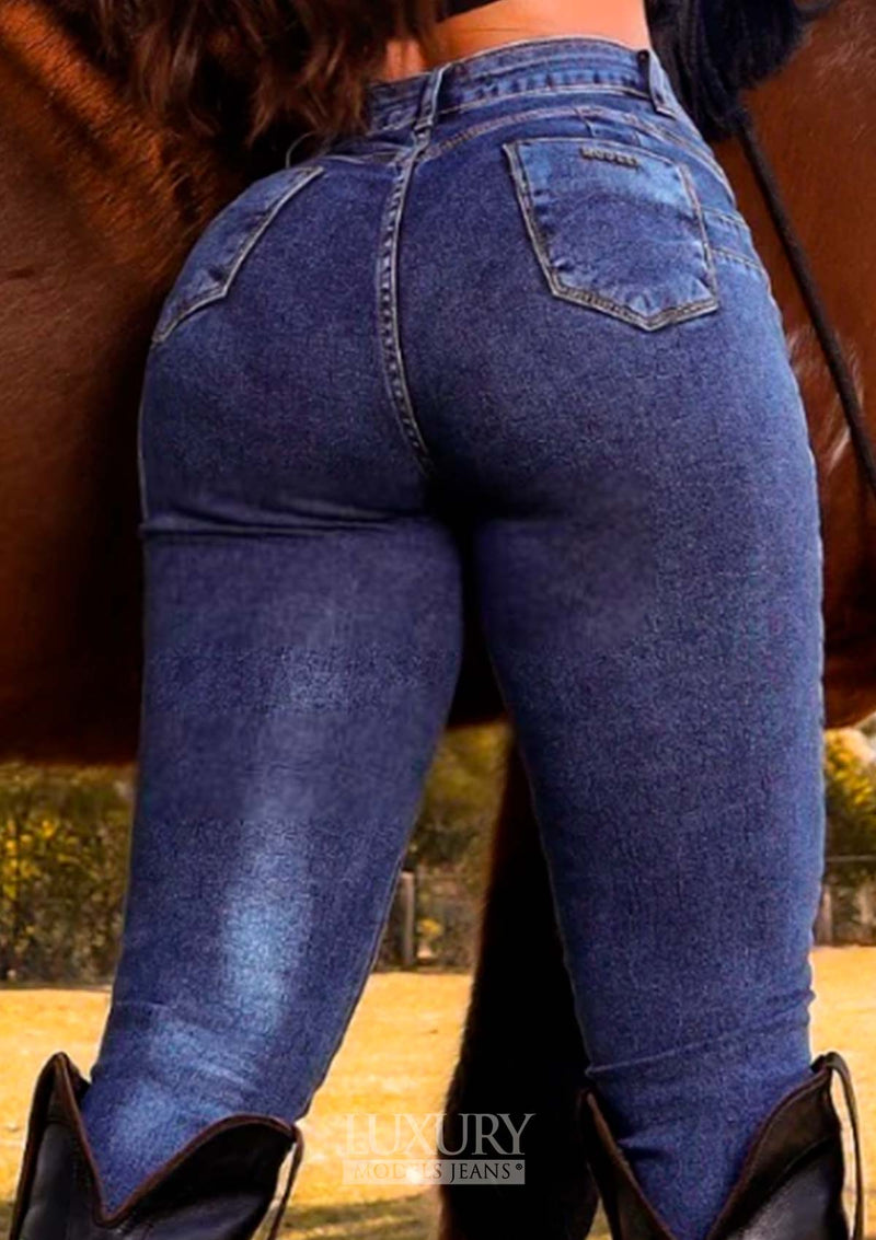 Calça Jeans Modeladora Lipo Empina Bumbum Com Detalhe Cós Médio - C457