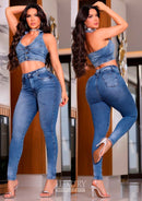 Calça Jeans Modeladora Lipo Empina Bumbum Cós Médio - C472