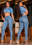 Calça Jeans Modeladora Lipo Empina Bumbum Cós Alto - C483