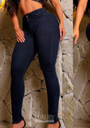 Calça Jeans Modeladora Lipo Empina Bumbum Detalhe Barra Cós Alto - C542