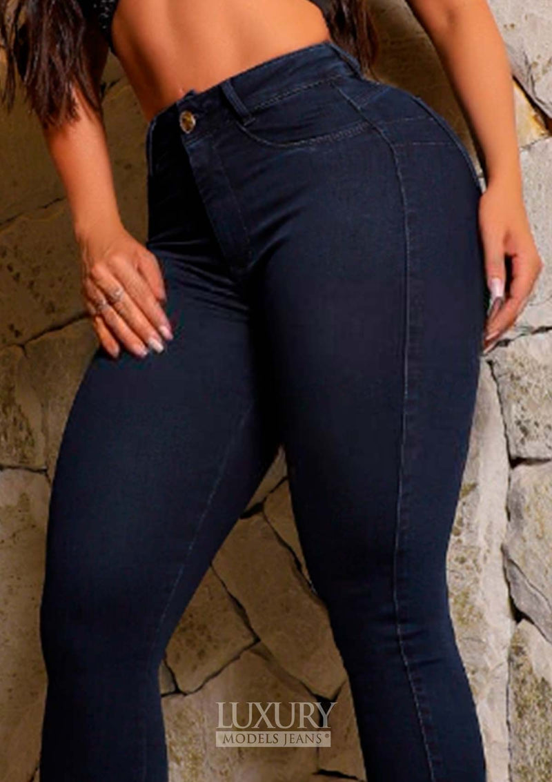 Calça Jeans Modeladora Lipo Empina Bumbum Detalhe Barra Cós Alto - C542