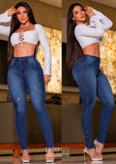 Calça Jeans Modeladora Lipo Empina Bumbum Cós Médio - C555