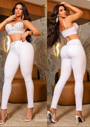 Calça Jeans Modeladora Lipo Empina Bumbum Cós Médio - C563