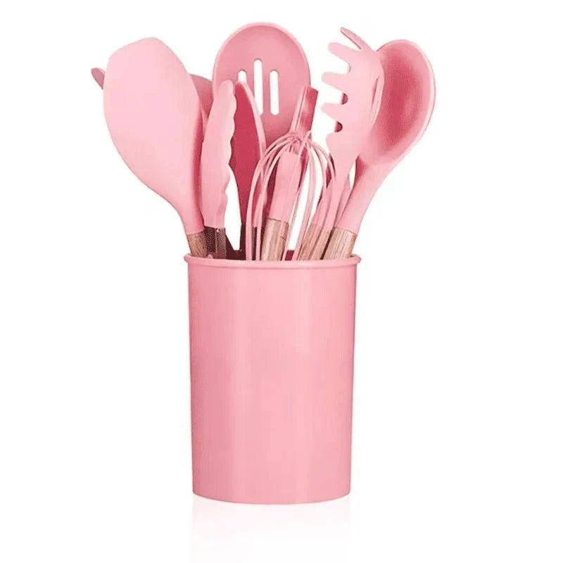 Kit Completo 12 Utensílios de Cozinha — Silicone Premium, Não Risca Panelas e Resiste a Altas Temperaturas